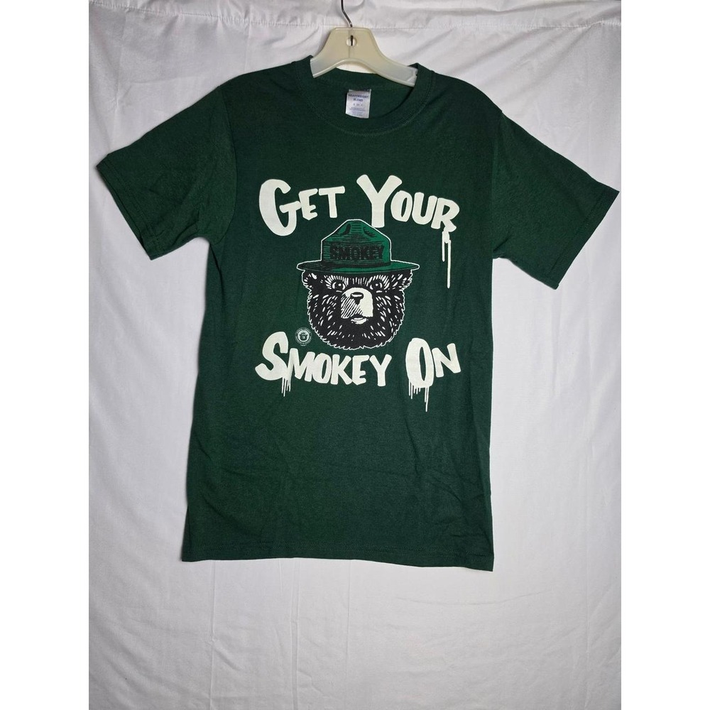 Vintage Jerzees Smokey Bear Get Your Smokey On Graphic T-Shirt Green Small